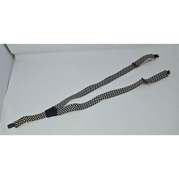 Vintage Boys Black and White Checkered Suspenders Adjustable 20" to 30" Clips - Picture 1 of 10